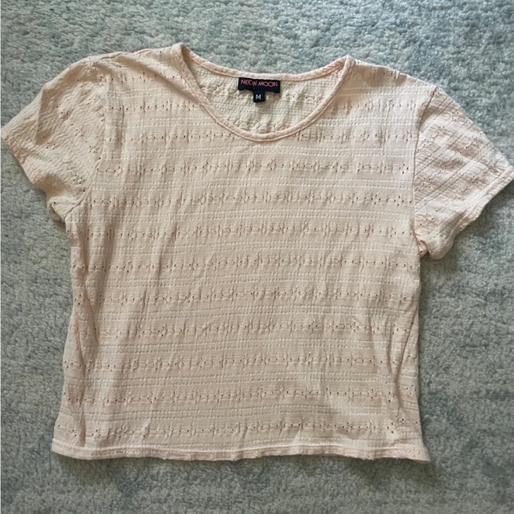 Neon Moon Pink Boxy Crop T-Shirt Size M